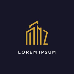 mz initial monogram with building logo design vector image