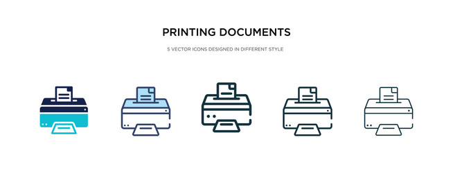 printing documents icon in different style two vector image