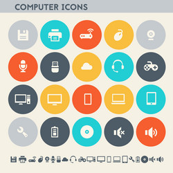 Computer icon set multicolored square flat vector