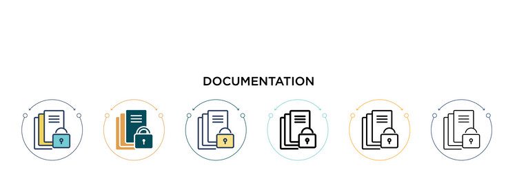 documentation icon in filled thin line outline vector image
