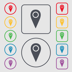 map pointer icon sign symbol on the round vector image