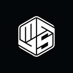 Ms logo monogram hexagon shape with triangle Vector Image
