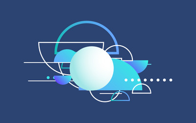 overlapping design elements on blue background vector image