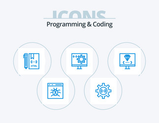 programming and coding blue icon pack 5 vector image