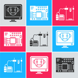 set bot printed circuit board pcb and 3d printer vector image