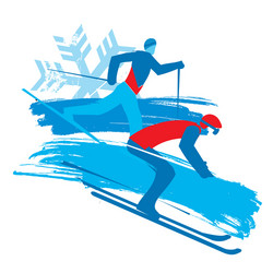 downhill skier and cross-country vector