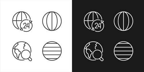 Geography pixel perfect linear icons set for dark vector