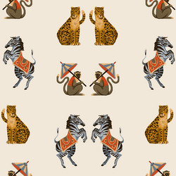 seamless pattern with zebra leopard and monkey vector image