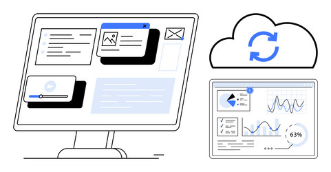 cloud data synchronization across devices vector image