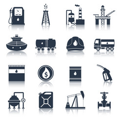 oil industry icons black vector image