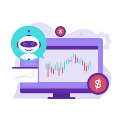 robot trader assistant on stock market design vector image