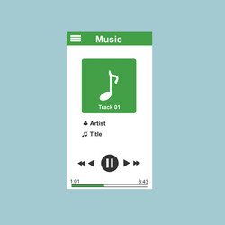 media player application app template with flat vector