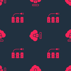 set server and cloud computing lock on seamless vector image
