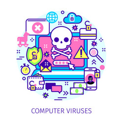 Concept virus piracy hacking and security vector