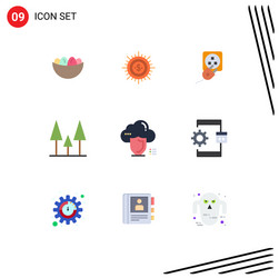 Pictograph set 9 simple flat colors forest vector