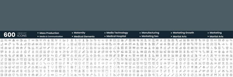 set of 600 thin line icons in this bundle include vector image