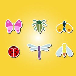 set of color icons with various insects vector