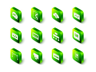 set web development cloud computing lock website vector image