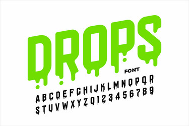 drop font design alphabet letters and numbers vector image