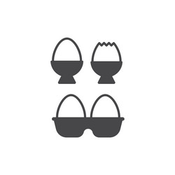 egg in bowl and eggs carton icon set vector