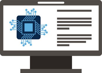 monitor computer with processor circuit vector image