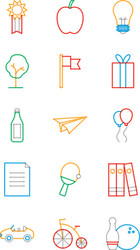objects multiply line style icon set design vector image