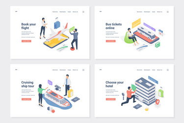 Set banners for tourist services isometric vector