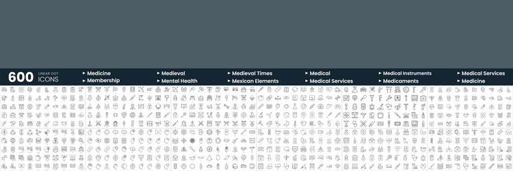 set of 600 thin line icons in this bundle include vector image