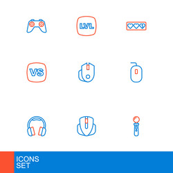 set line vr controller game computer mouse vector image