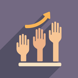 flat web icon with long shadow hand graph vector image