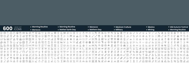 set of 600 thin line icons in this bundle include vector image