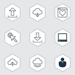 set of 9 web icons includes account virtual vector image