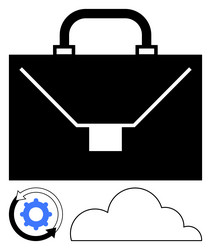 business briefcase with cloud computing and gear vector image