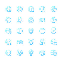 globe pixel perfect gradient linear icons set vector image
