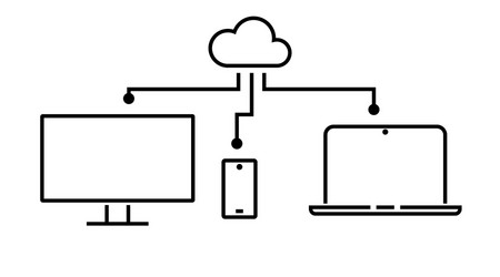laptop smartphone computer device synchronization vector image