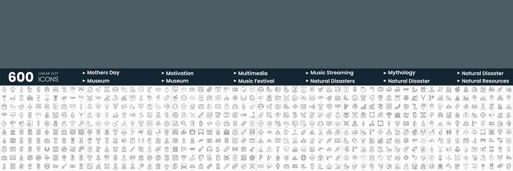 set of 600 thin line icons in this bundle include vector image