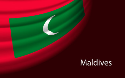 wave flag of maldives on dark background banner vector