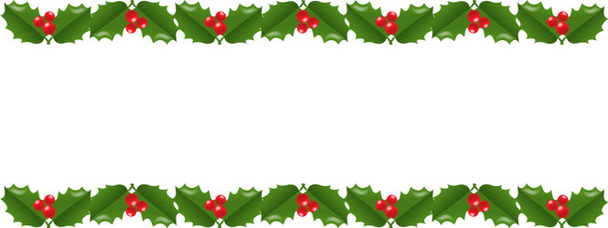 xmas garland with holly berry white background vector