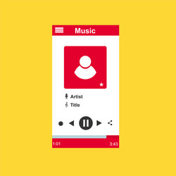 media player application app template with flat vector image