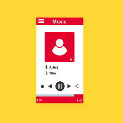 media player application app template with flat vector