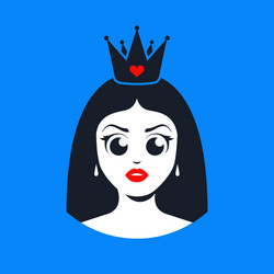 Queen girl with crown and heart vector