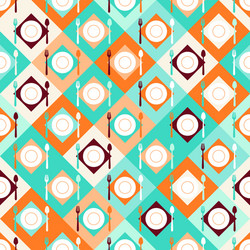 seamless pattern with forks spoons and plates vector image