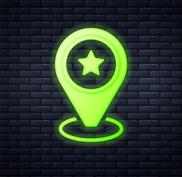 glowing neon map pointer with star icon isolated vector image