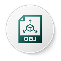 green obj file document icon download button vector image