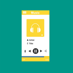 media player application app template with flat vector image