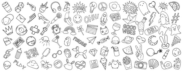 Retro Patch Set - Colorful & Playful vector image