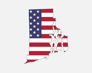 rhode island map on american flag Vector Image