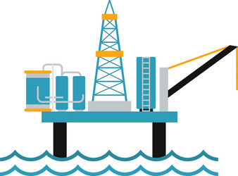 sea oil rig offshore platform technology flat vector