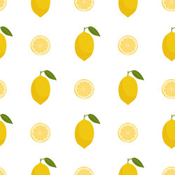 seamless pattern with lemons and half citrus vector image