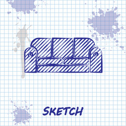 sketch line sofa icon isolated on white background vector